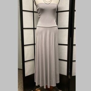 NWOT Vintage INC Wear 3 ways fold down waist dress/skirt. Silver Grey size S.